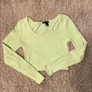 Light Yellow forever 21 long sleeve crop top